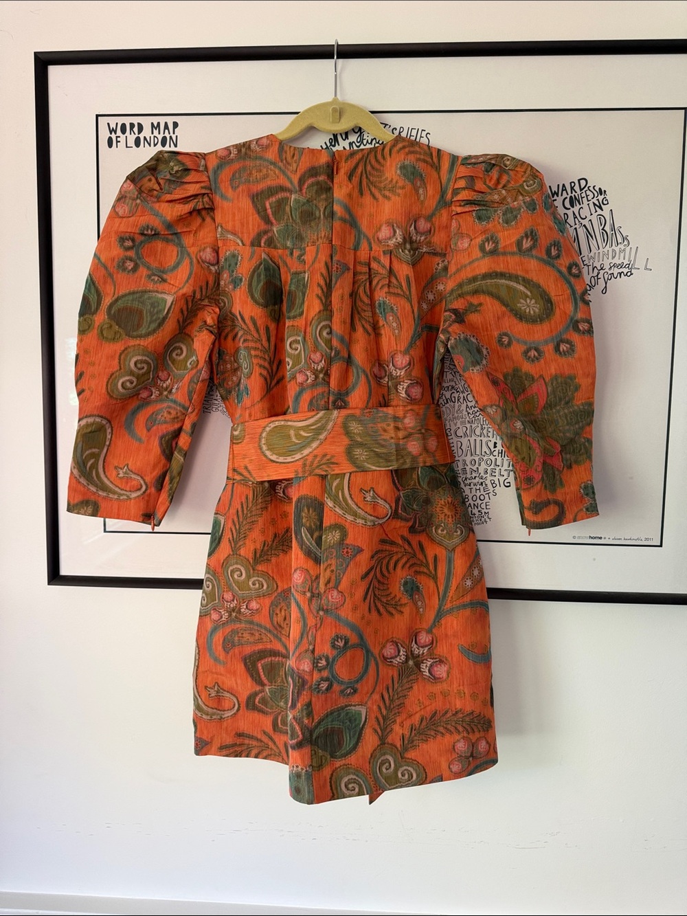 HUNTER BELL Sutton Taffeta Dress Size 6 Autumnal Fall Orange Print $545 - Picture 7 of 14